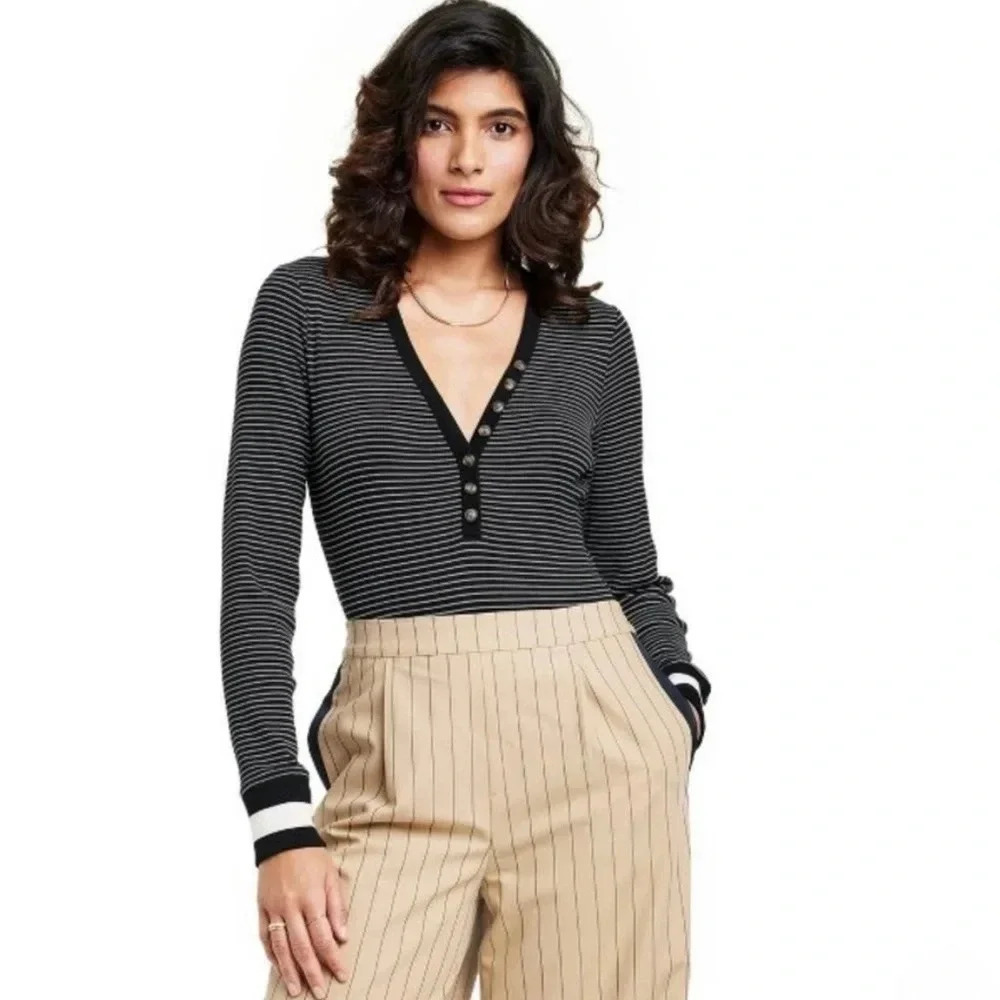 NWT La Ligne Target Striped Long Sleeve Bodysuit